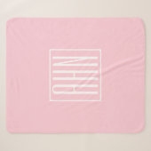 Couverture Sherpa Initiales Monogramme | Blanc Sur Rose Clair (Devant (Horizontal))