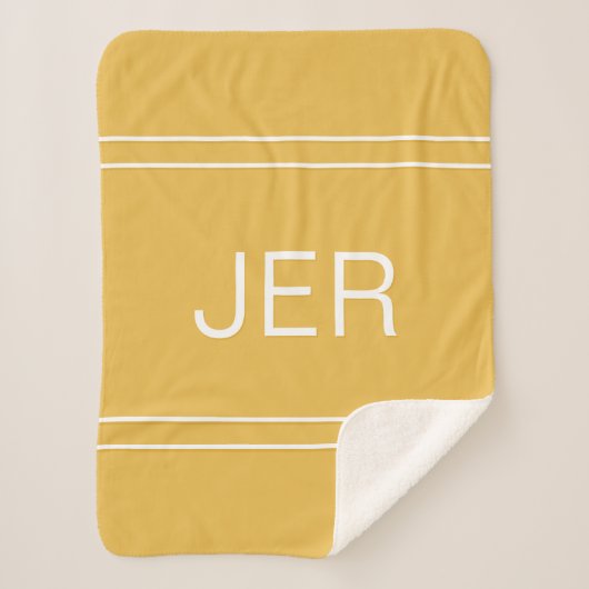 Couverture Sherpa Initiales Monogrammes modernes Simple Modèle Jaune (Devant)