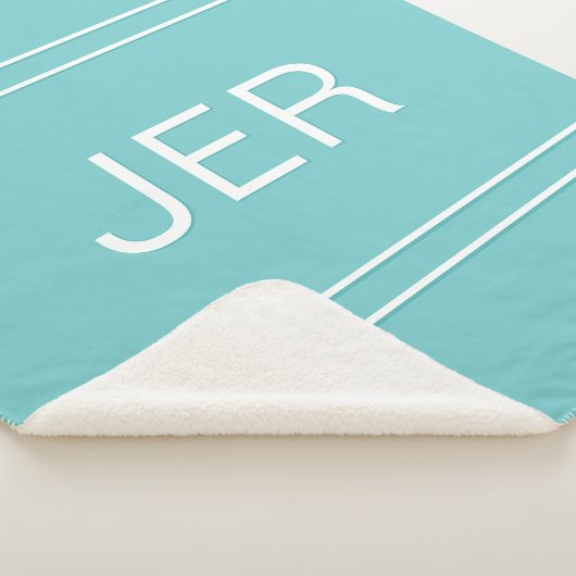 Couverture Sherpa Initiales personnalisées Monogrammes modernes Aqua (3/4)