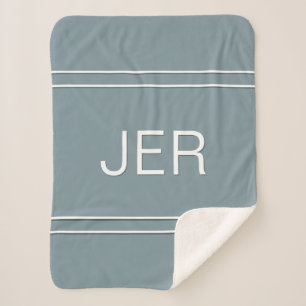 Couverture Sherpa Initiales personnalisées Monogrammes modernes Bleu