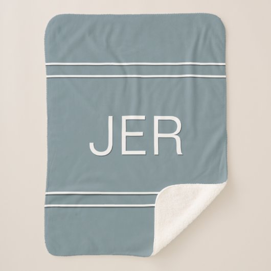 Couverture Sherpa Initiales personnalisées Monogrammes modernes Bleu (Devant)