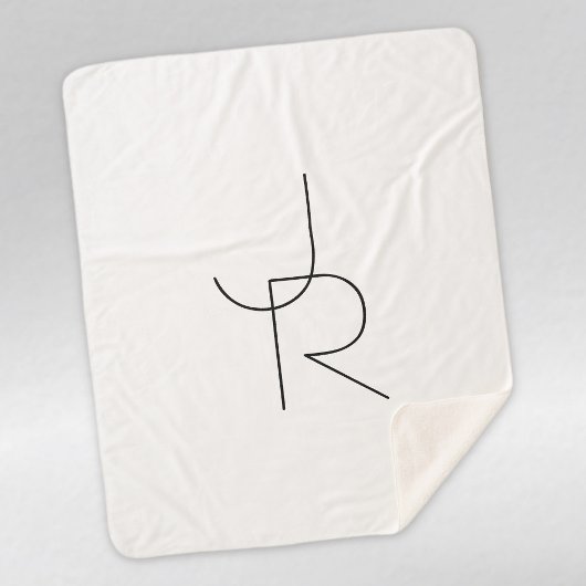 Couverture Sherpa Initiales superposées Modern 2 | Noir sur Blanc