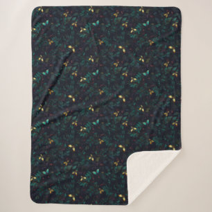 Couverture Sherpa Insectes lumineux sur feuillage sombre
