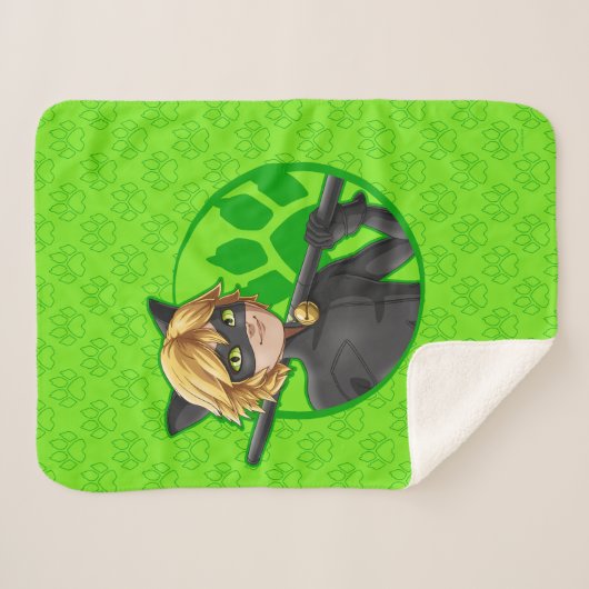Couverture Sherpa Insigne vert Cat Noir (Devant (Horizontal))
