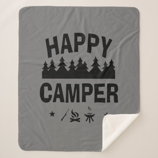Couverture Sherpa Inspirational Happy Camper Citation amusante (Devant)
