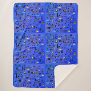 Couverture Sherpa Instruments Et Notes Musicaux Bleus,