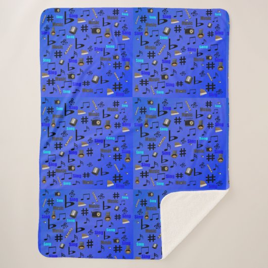 Couverture Sherpa Instruments Et Notes Musicaux Bleus, (Devant)