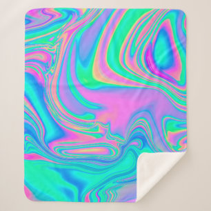Couverture Sherpa Iridescente marbrée texture holographique en dyna