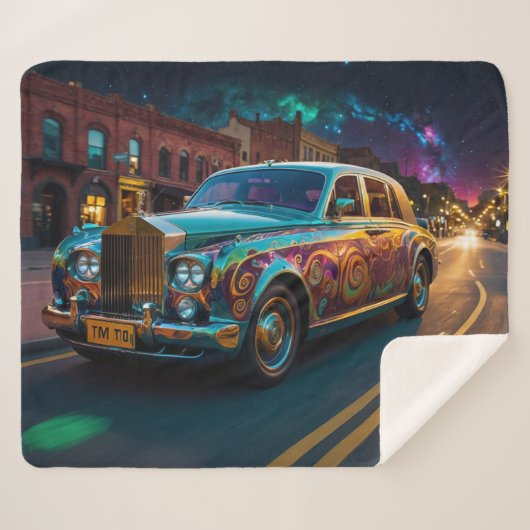 Couverture Sherpa Iridescente Punk Tribal Classic Car Art (Devant (Horizontal))