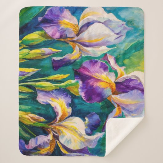 Couverture Sherpa Iris Floral (Devant)