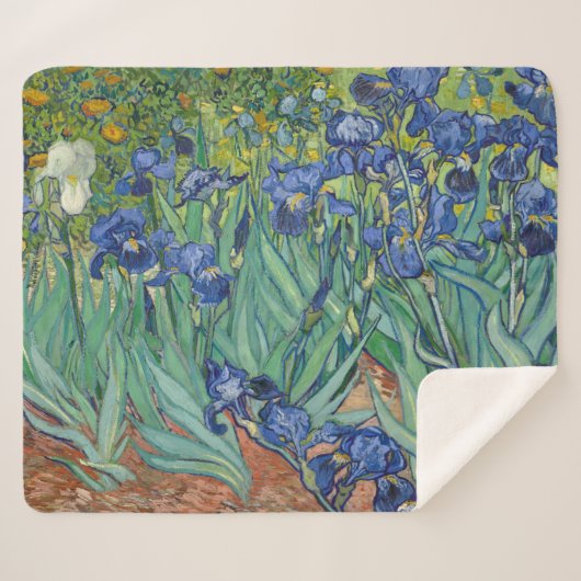 Couverture Sherpa Irises par Van Gogh (Devant (Horizontal))