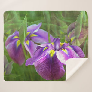 Couverture Sherpa Irises pourpres en mouvement