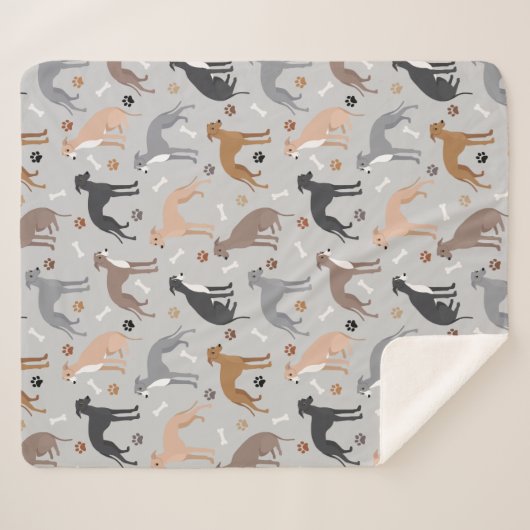 Couverture Sherpa Italian Greyhound Dog Bones and Paws Sherpa Blanke (Devant (Horizontal))