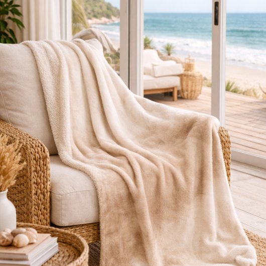 Couverture Sherpa Ivory Taupe Mist