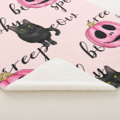 Couverture Sherpa Jack-O-Lantern rose et chat noir (3/4)