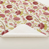 Couverture Sherpa Jacobean Floral Pattern Rouge Rose Gold Crème (3/4)