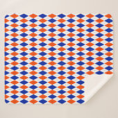 Couverture Sherpa Jacquard orange et bleu diamant (Devant (Horizontal))