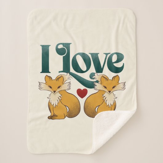Couverture Sherpa J'Aime Les Renards Mignons Coeur (Devant)
