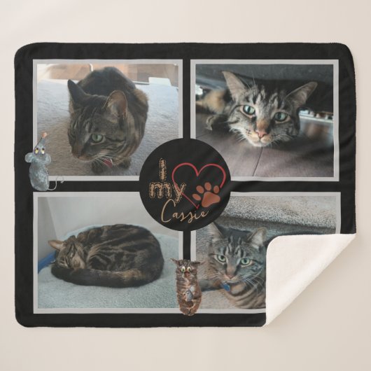 Couverture Sherpa J'Aime Mon Chat Sherpa Blanket (Devant (Horizontal))