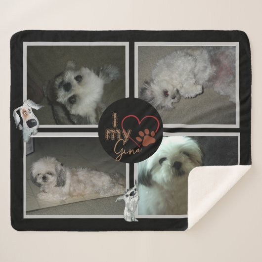 Couverture Sherpa J'Aime Mon Chien Sherpa Blanket (Devant (Horizontal))