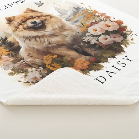 Couverture Sherpa J'Aime Mon Chow Chow Portrait Floral Chien (3/4)