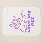 COUVERTURE SHERPA J'AIME MON PETIT CHAT ROSE (Devant (Horizontal))