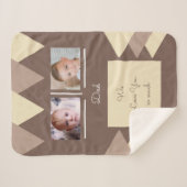 Couverture Sherpa J'aime papa photos brune et crème (Devant (Horizontal))