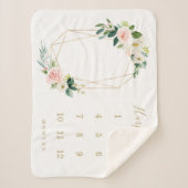 Couverture Sherpa Jalon de naissance des fleurs de printemps géométr (Devant)