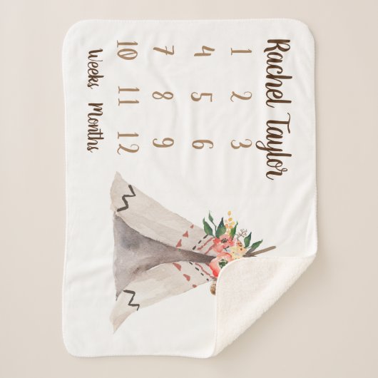 Couverture Sherpa Jalon mensuel de Teepee Boho Sherpa Blanket (Devant)