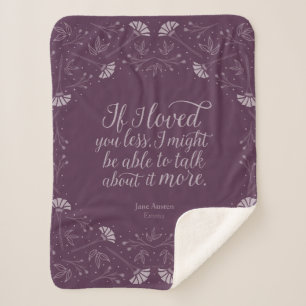 Couverture Sherpa Jane Austen Emma Purple Floral Love Citation
