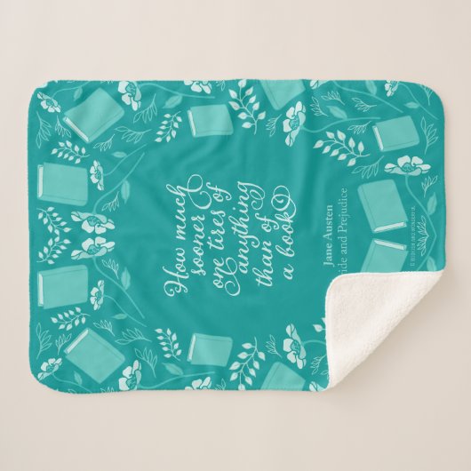 Couverture Sherpa Jane Austen Fierté & Préjugés Turquoise Floral Lib (Devant (Horizontal))