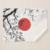 Couverture Sherpa Japanese Sun & Nature Brush Art (Devant (Horizontal))