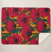 Couverture Sherpa Jardin aux coquelicots rouges (Devant (Horizontal))