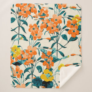 Couverture Sherpa Jardin aux fleurs. Petites fleurs mignonnes et bra