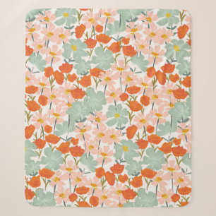 Couverture Sherpa Jardin de belles fleurs dessinées à la main en ros