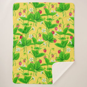 Couverture Sherpa Jardin de fraise sur jaune