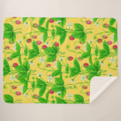 Couverture Sherpa Jardin de fraise sur jaune (Devant (Horizontal))