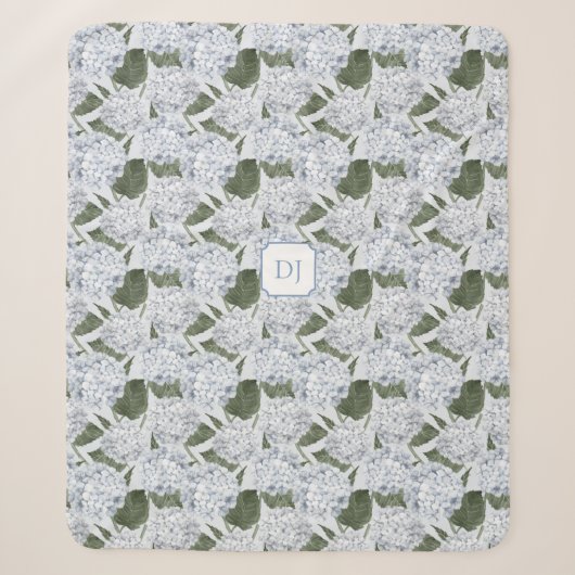 Couverture Sherpa Jardin de Hortensias Monogramme (Devant)