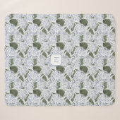 Couverture Sherpa Jardin de Hortensias Monogramme (Devant (Horizontal))
