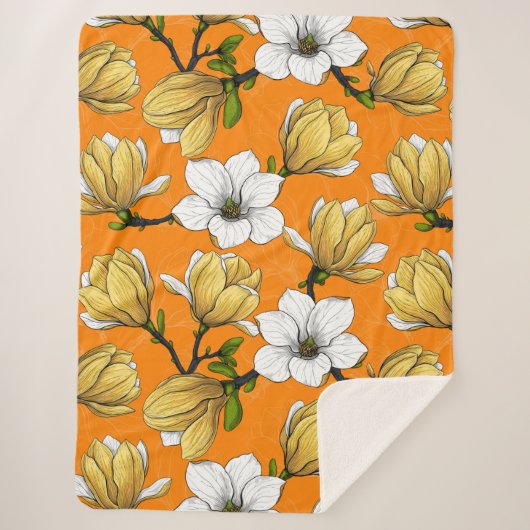 Couverture Sherpa Jardin de Magnolia en jaune (Devant)