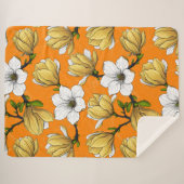 Couverture Sherpa Jardin de Magnolia en jaune (Devant (Horizontal))