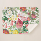 Couverture Sherpa Jardin de printemps Vintage Rose (Devant (Horizontal))