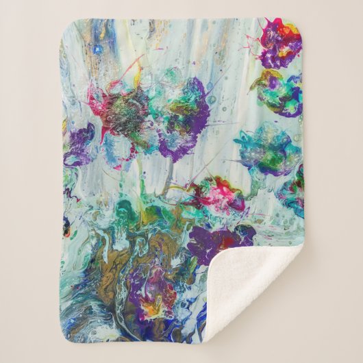 Couverture Sherpa Jardin des colibris Peinture abstraite (Devant)