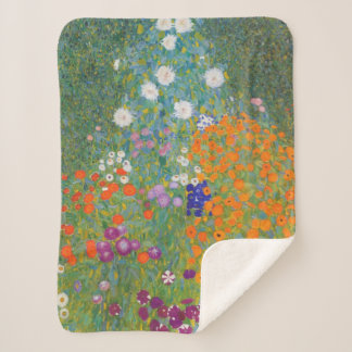 Couverture Sherpa Jardin des fleurs (par Gustav Klimt)