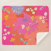 Couverture Sherpa Jardin Floral rose et orange Abstrait (Devant (Horizontal))