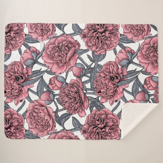 Couverture Sherpa Jardin rose (Devant (Horizontal))