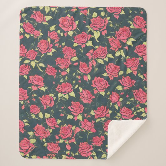 Couverture Sherpa Jardin Rose romantique (Devant)