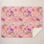 Couverture Sherpa Jardin rose violet Jardin Floral (Devant (Horizontal))