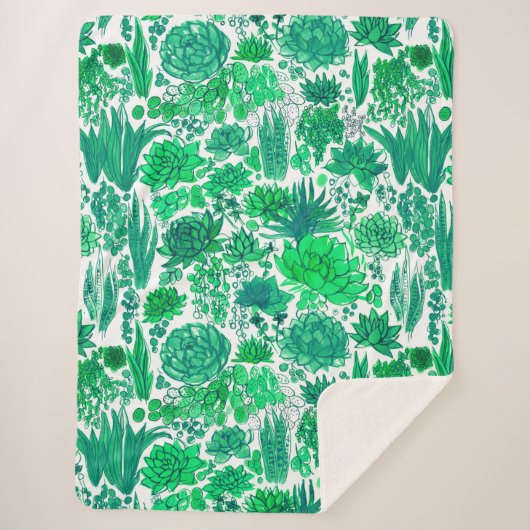 Couverture Sherpa Jardin succulent (Devant)