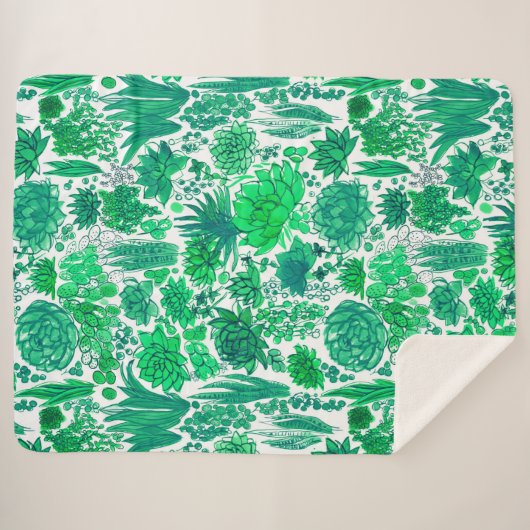 Couverture Sherpa Jardin succulent (Devant (Horizontal))